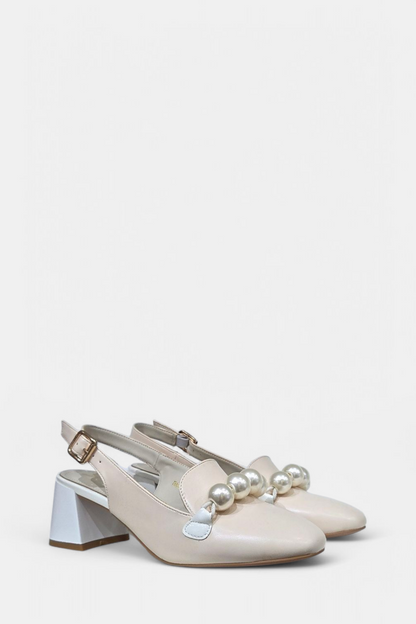 DANCING MATILDA BLOCK HEEL PEARL SLINGBACK HEEL