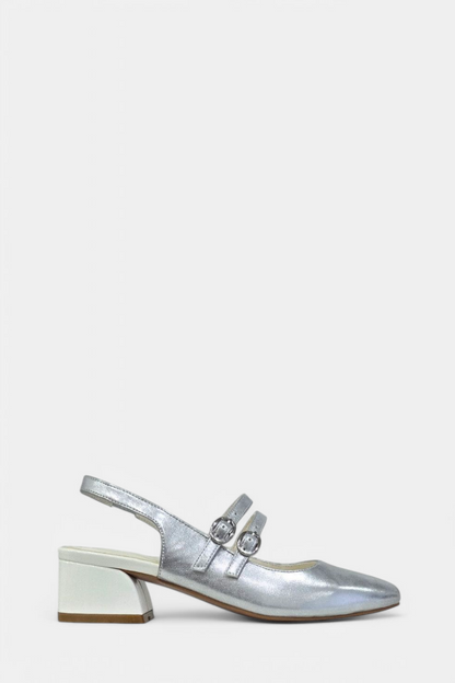 DANCING MATILDA SILVER HEELED PUMP