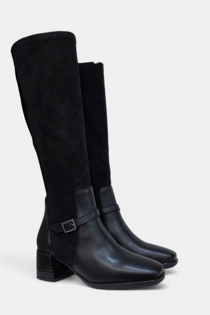 D'CHICAS BLACK LEATHER KNEE HIGH BOOT