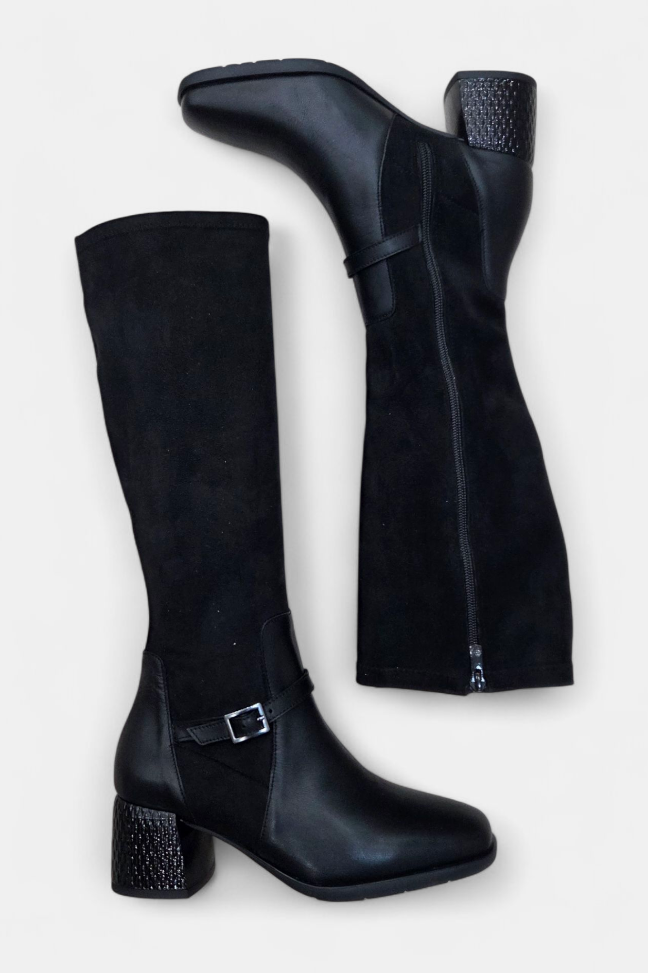D'CHICAS BLACK LEATHER KNEE HIGH BOOT