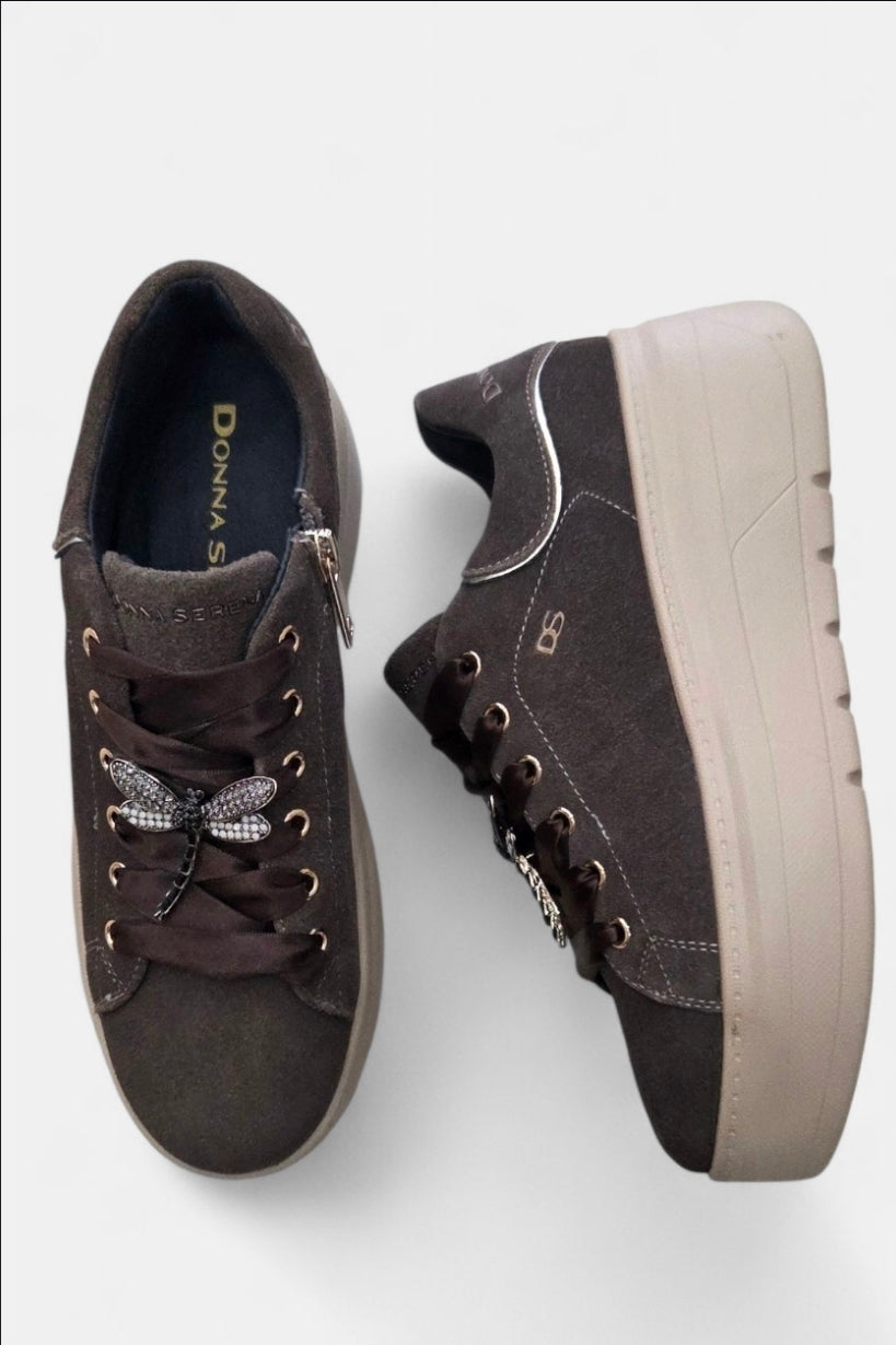 DONNA SERENA BROWN SUEDE TRAINER
