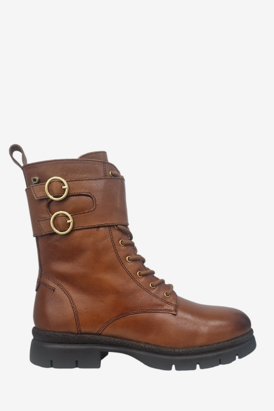 DONNA SERENA TAN LEATHER BIKER BOOT