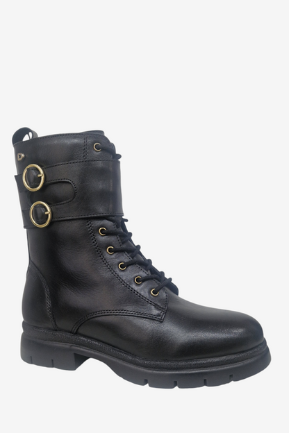 DONNA SERENA BLACK LEATHER BIKER BOOT