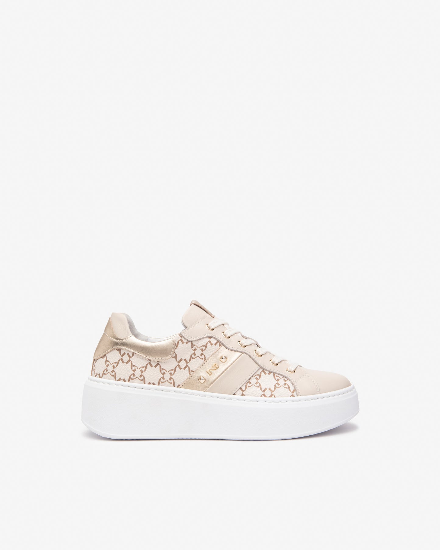 NEROGIARDINI E513080 LOGO PRINTED LEATHER TRAINER