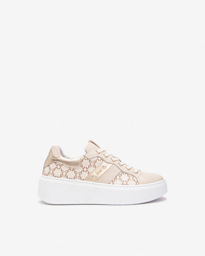 NEROGIARDINI E513080 LOGO PRINTED LEATHER TRAINER