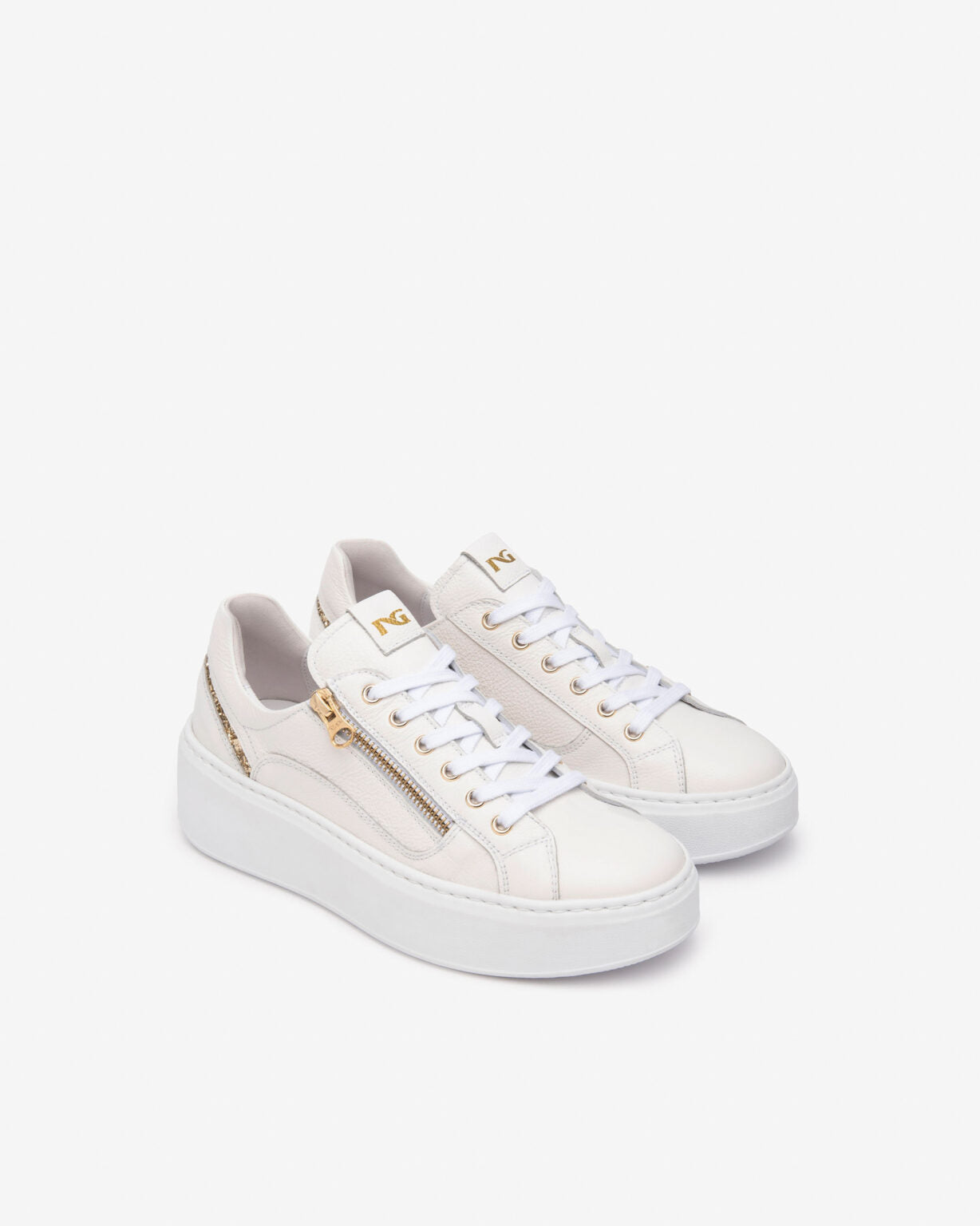 NEROGIARDINI E513081 OFF WHITE LEATHER TRAINER