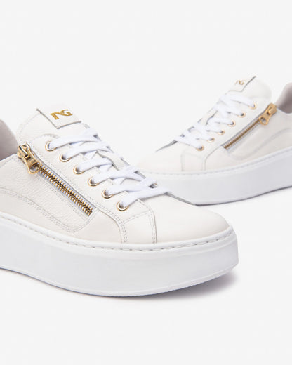 NEROGIARDINI E513081 OFF WHITE LEATHER TRAINER