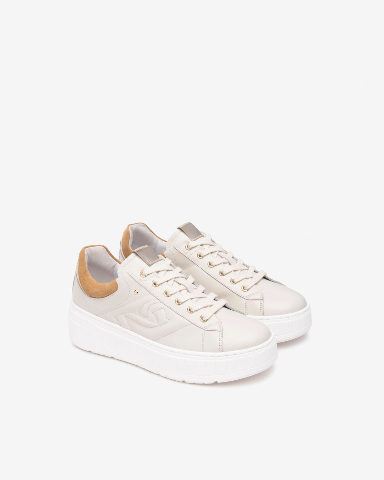 NEROGIARDINI E513090 BEIGE LEATHER TRAINER