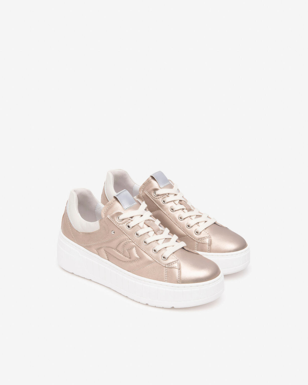 NEROGIARDINI E513091 ROSE GOLD LEATHER TRAINER