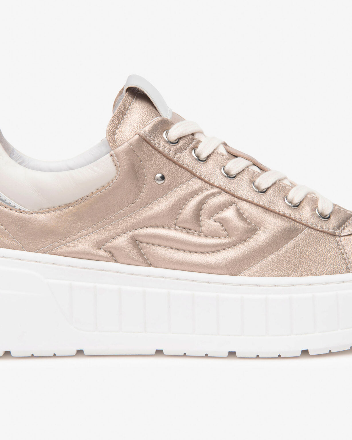 NEROGIARDINI E513091 ROSE GOLD LEATHER TRAINER