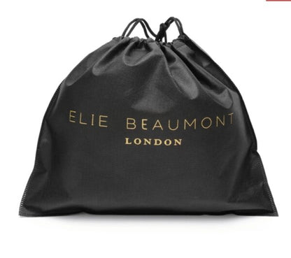 ELIE BEAUMONT BLACK LEATHER BAG ORANGE STRIPES STRAP