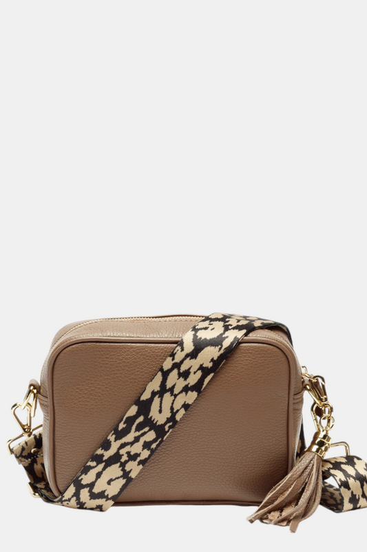 ELIE BEAUMONT TAUPE LEATHER BAG LEOPARD STRAP