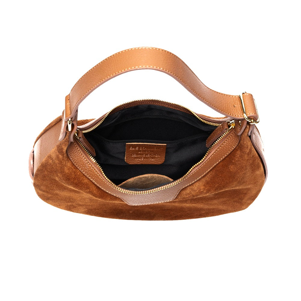 ELIE BEAUMONT TAN SUEDE SHOULDER BAG
