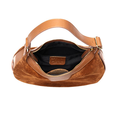 ELIE BEAUMONT TAN SUEDE SHOULDER BAG