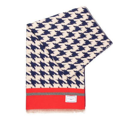 ELIE BEAUMONT NAVY DOGTOOTH WINTER SCARF