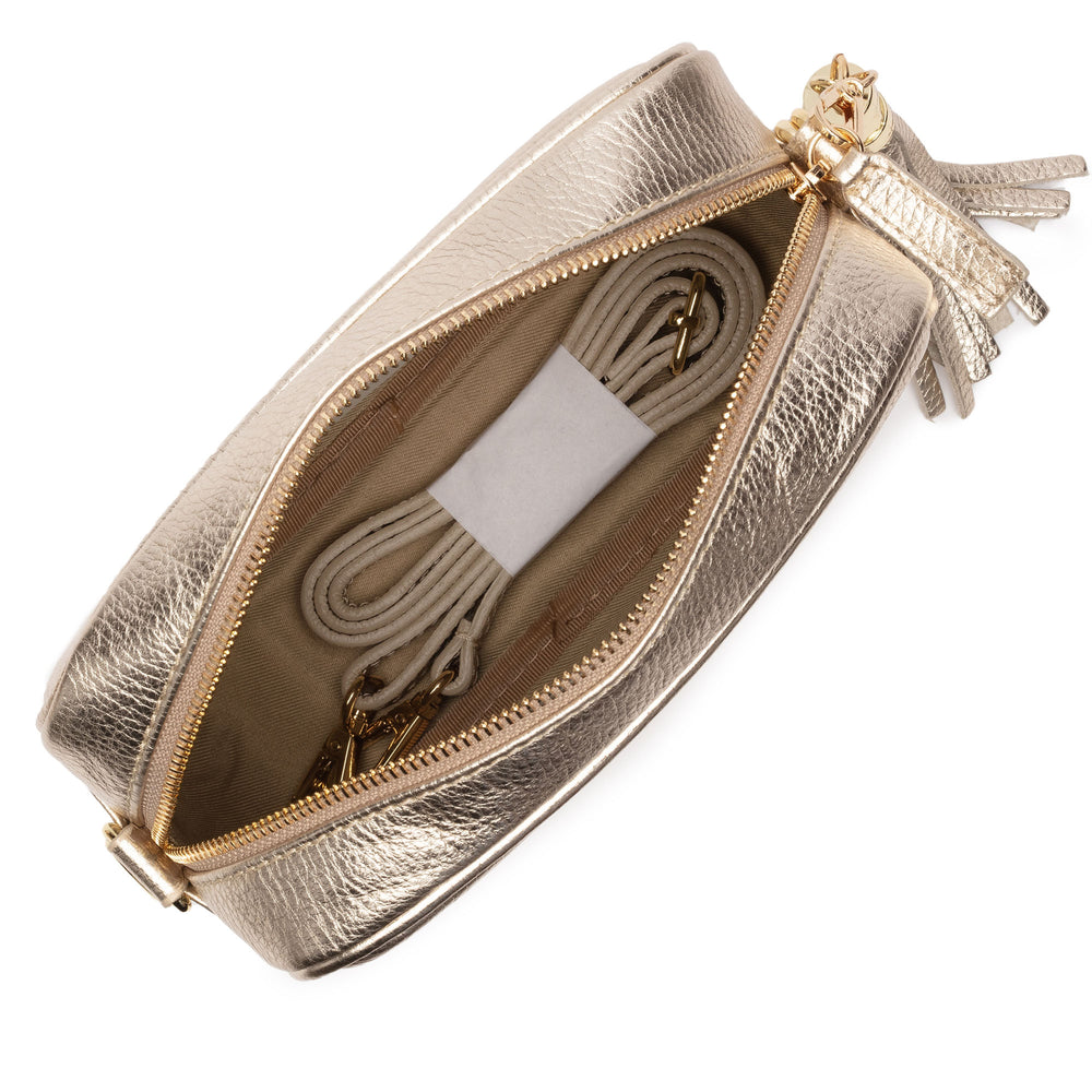 ELIE BEAUMONT GOLD LEATHER BAG GOLD CHEVRON STRAP