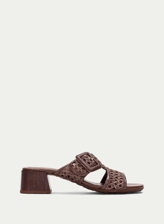 HISPANITAS 26210 BROWN RAFFIA LEATHER MULE