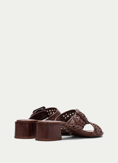 HISPANITAS 26210 BROWN RAFFIA LEATHER MULE