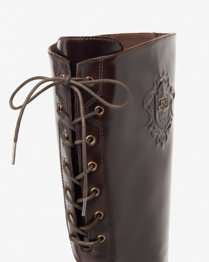 NERO GIARDINI 411811 DARK BROWN LEATHER KNEE HIGH BOOTS