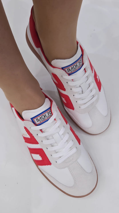 BACK 70 WHITE/RED LEATHER TRAINER