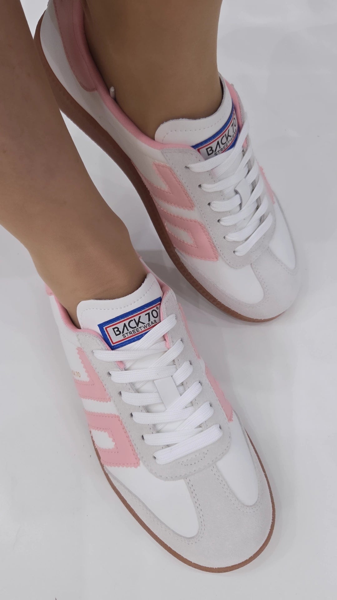 BACK 70 CLOUD WHITE/PINK LEATHER TRAINERS