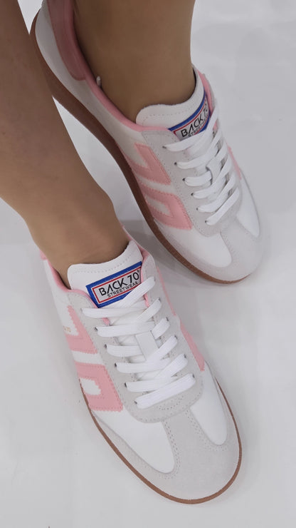 BACK 70 CLOUD WHITE/PINK LEATHER TRAINERS