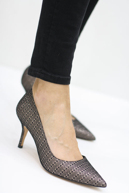 LODI MILDRED BLACK/GOLD HEEL