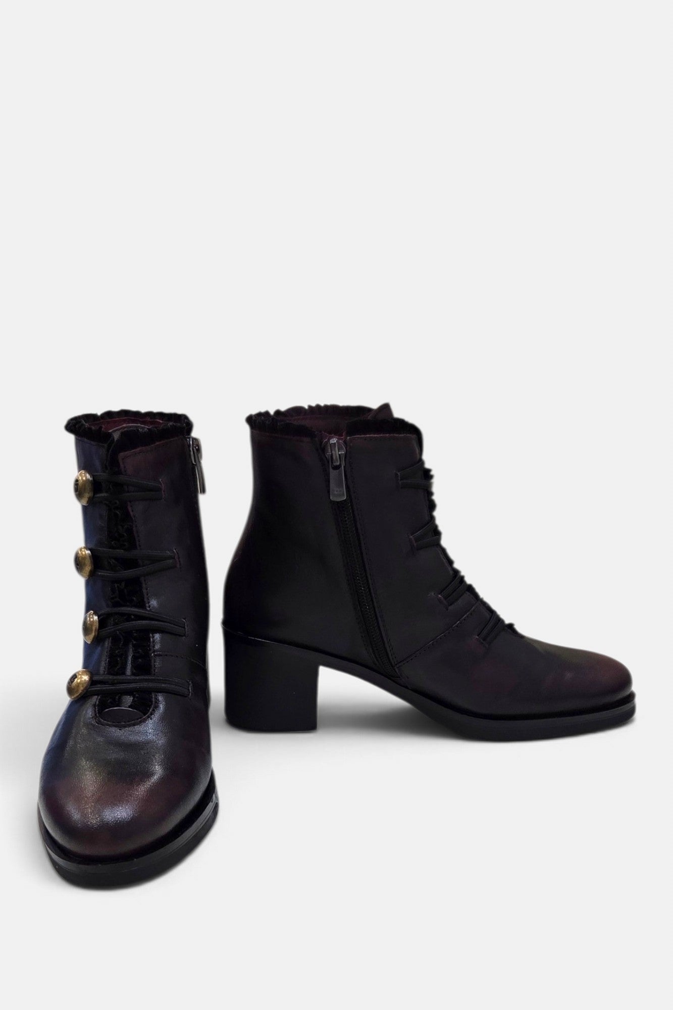 JOSE SAENZ 5176 BURGUNDY/BLACK OMBRE LEATHER LACE UP BOOT