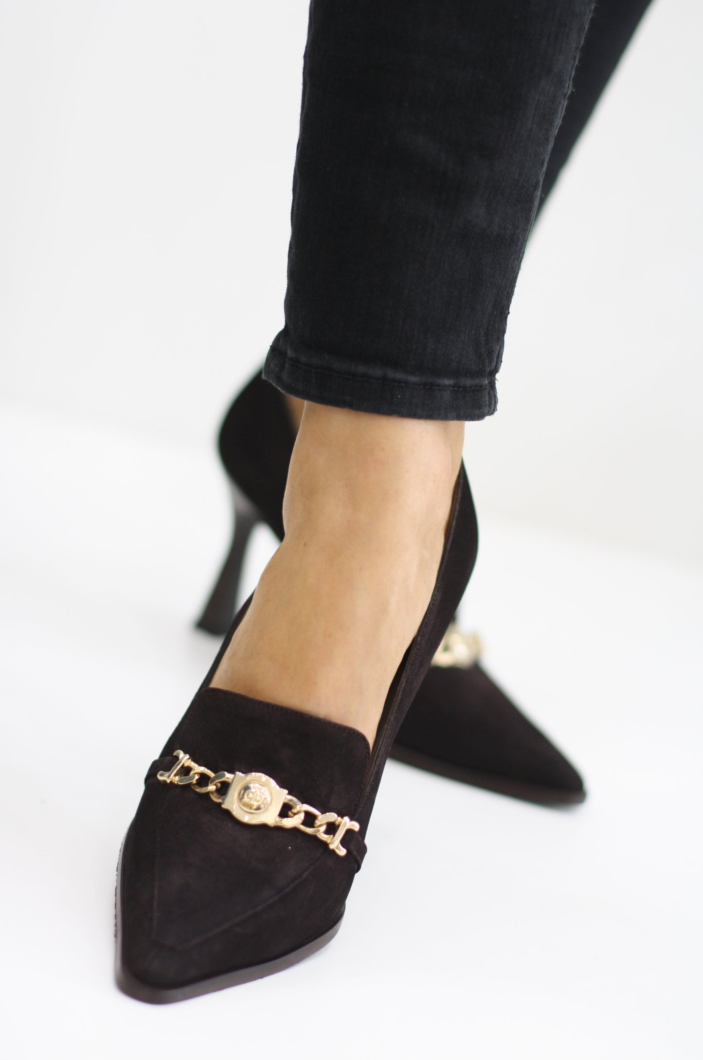 LODI MENDO DARK BROWN SUEDE HEEL