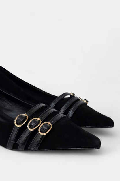 LODI RINALDI BLACK SUEDE KITTEN HEEL
