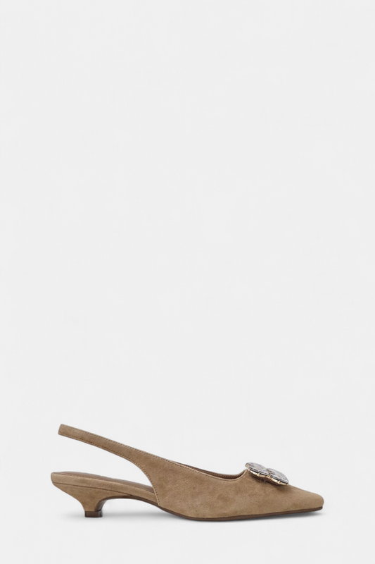 LODI A ERIDANO CAMEL SUEDE KITTEN HEEL