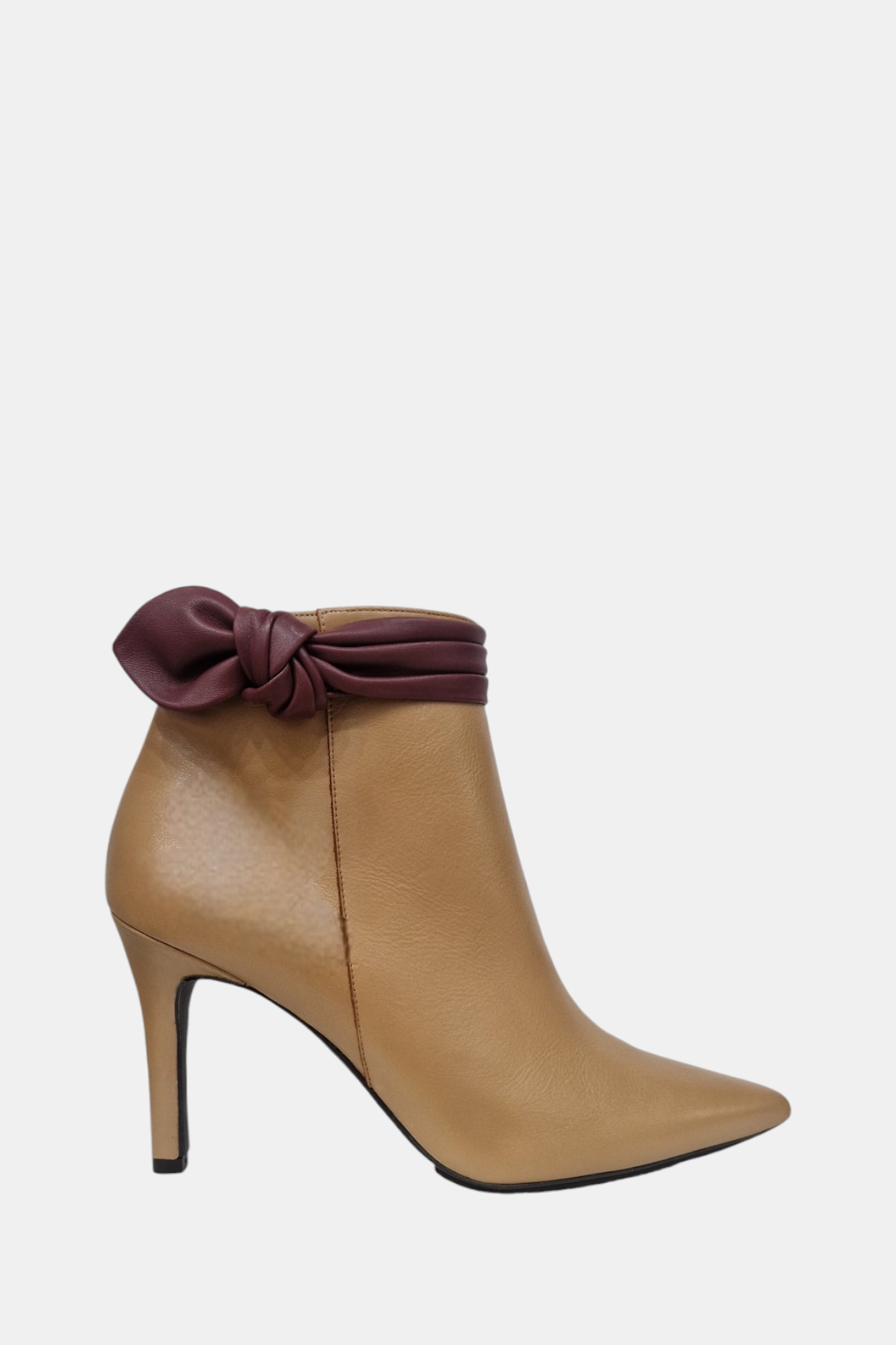 LODI RESIRA CAMEL/BURGUNDY BOW LEATHER BOOT