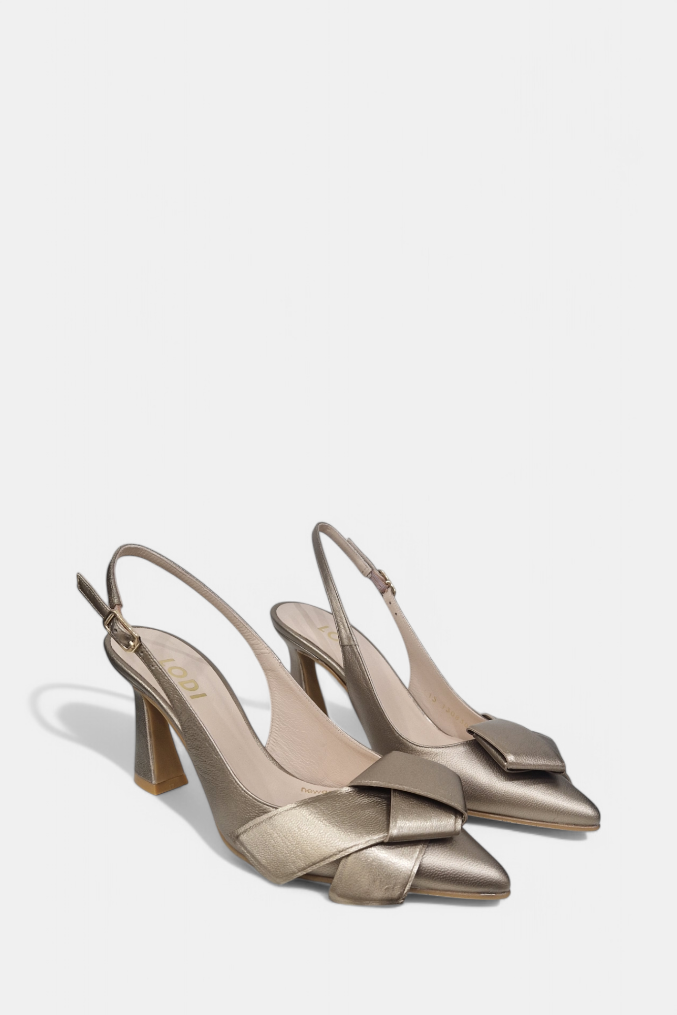 LODI RESTAN GOLD BOW DETAIL LEATHER HEEL