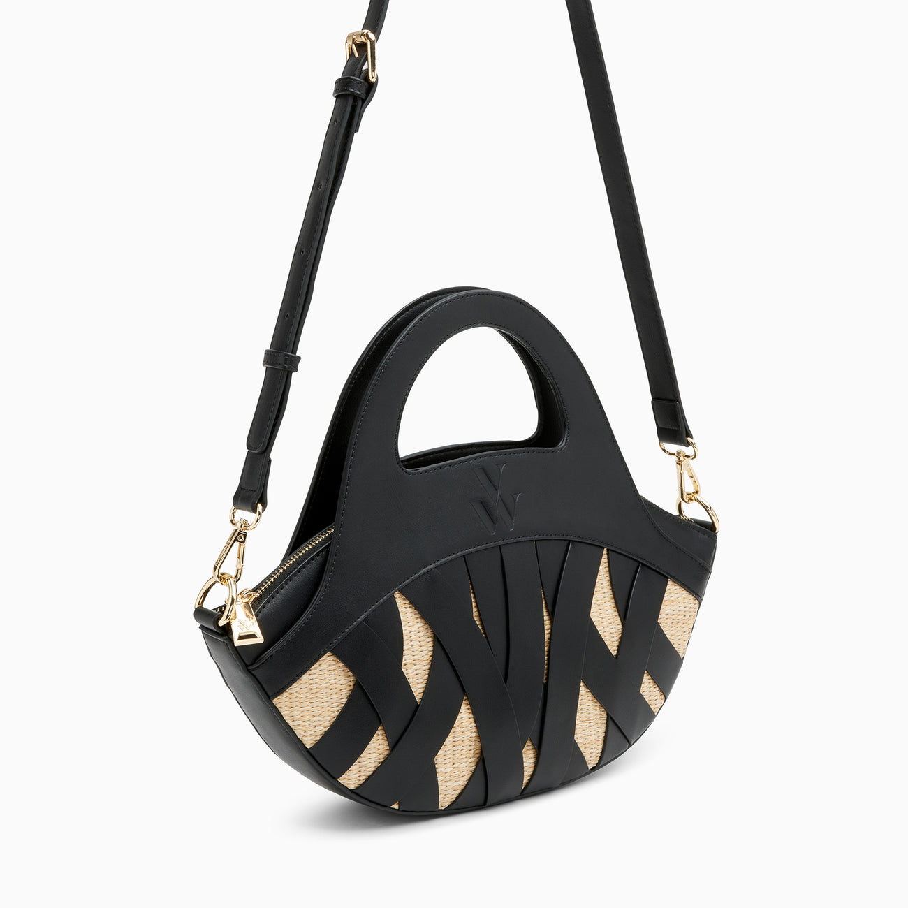 VANESSA WU EMILY RAFFIA/BLACK BAG