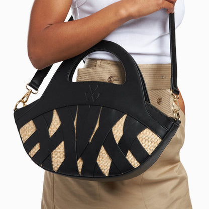 VANESSA WU EMILY RAFFIA/BLACK BAG