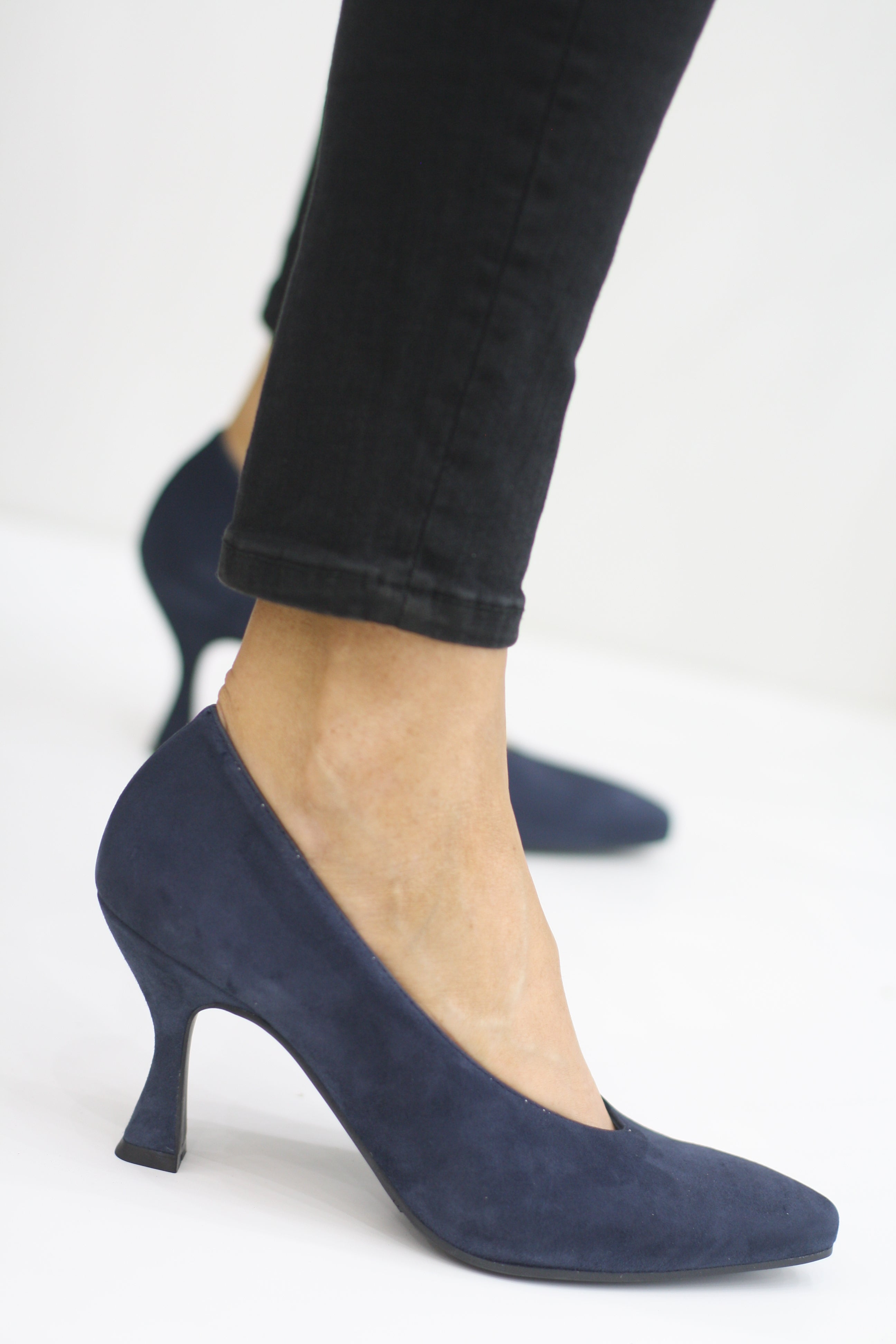 Navy cheap suede heels