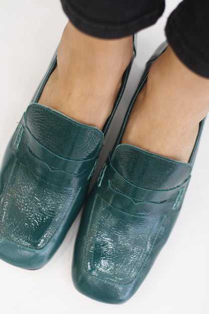MARIAN 7802 GREEN LEATHER HEELED LOAFER