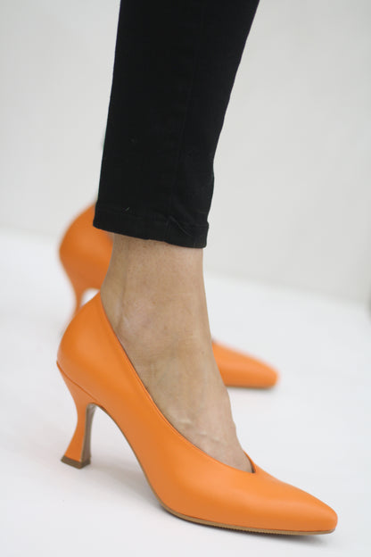 MARIAN 4601 ORANGE LEATHER HEELS