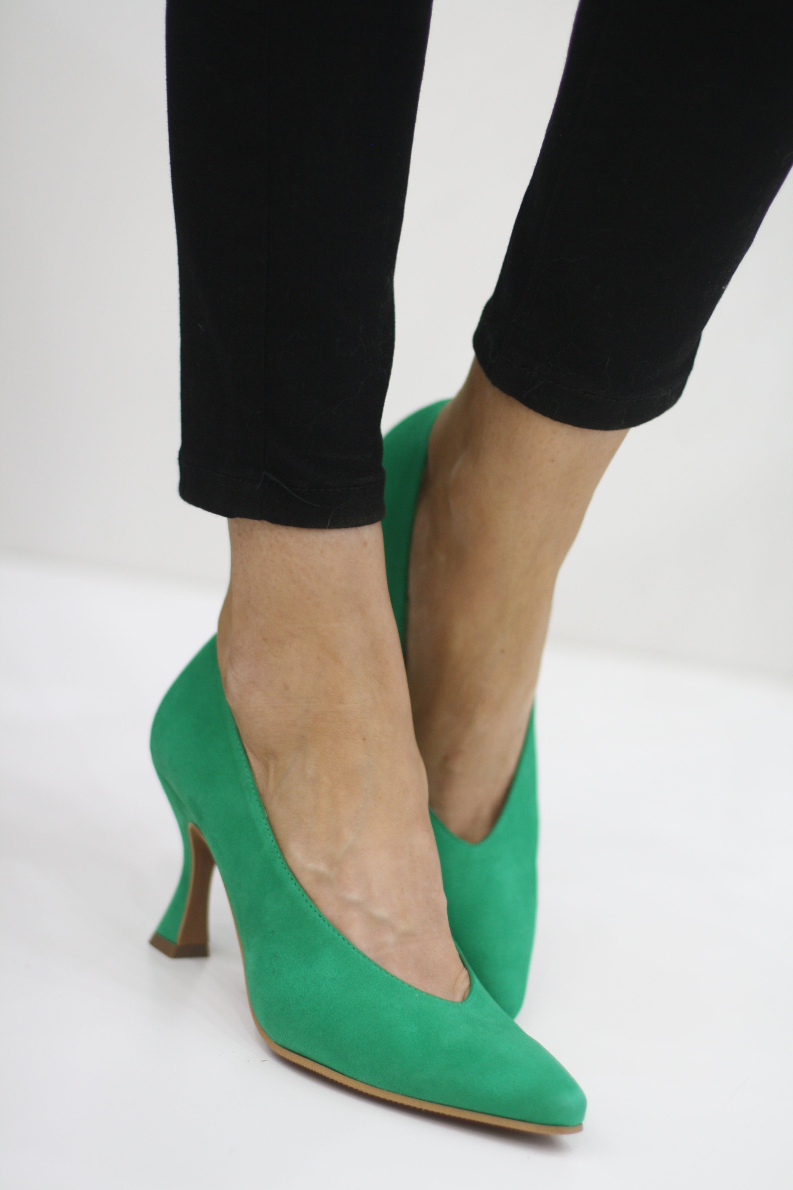 Green shop suede heels