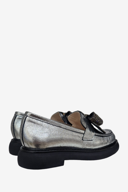 MARIAN 9106 SILVER GLITTER BOW CHUNKY LOAFER