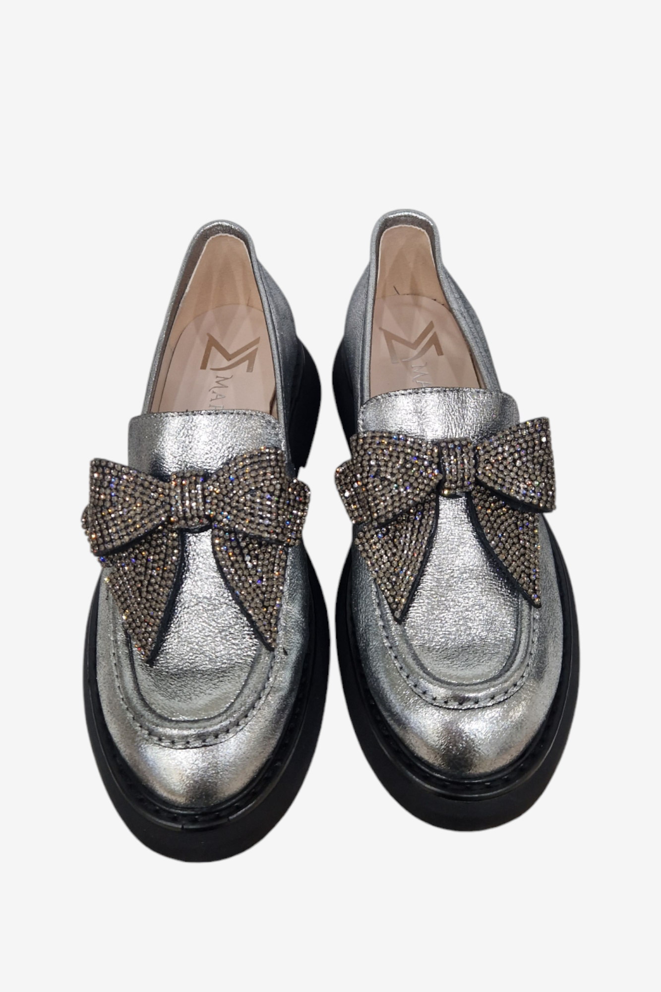 MARIAN 9106 SILVER GLITTER BOW CHUNKY LOAFER