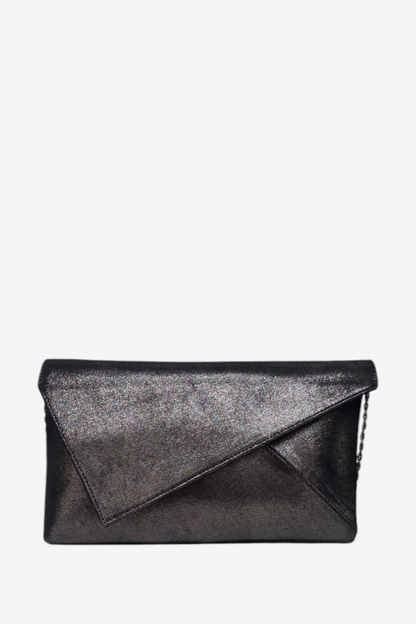 MARIAN BLACK SPARKLE LEATHER CLUTCH BAG