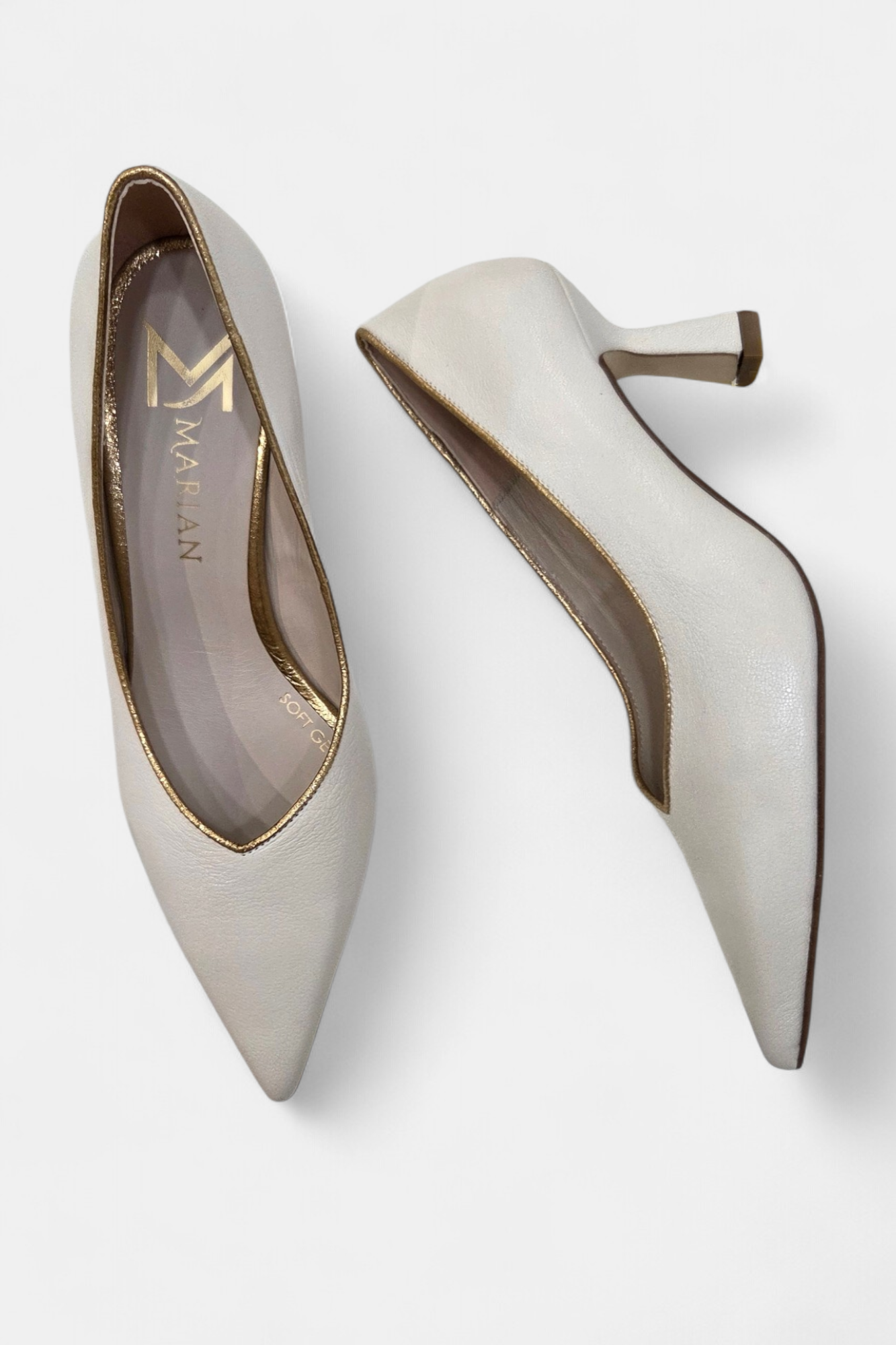 MARIAN 2412 CREAM LEATHER HEEL