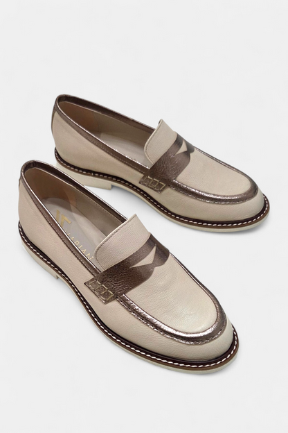 MARIAN 9200 CREAM/GOLD LEATHER LOAFER