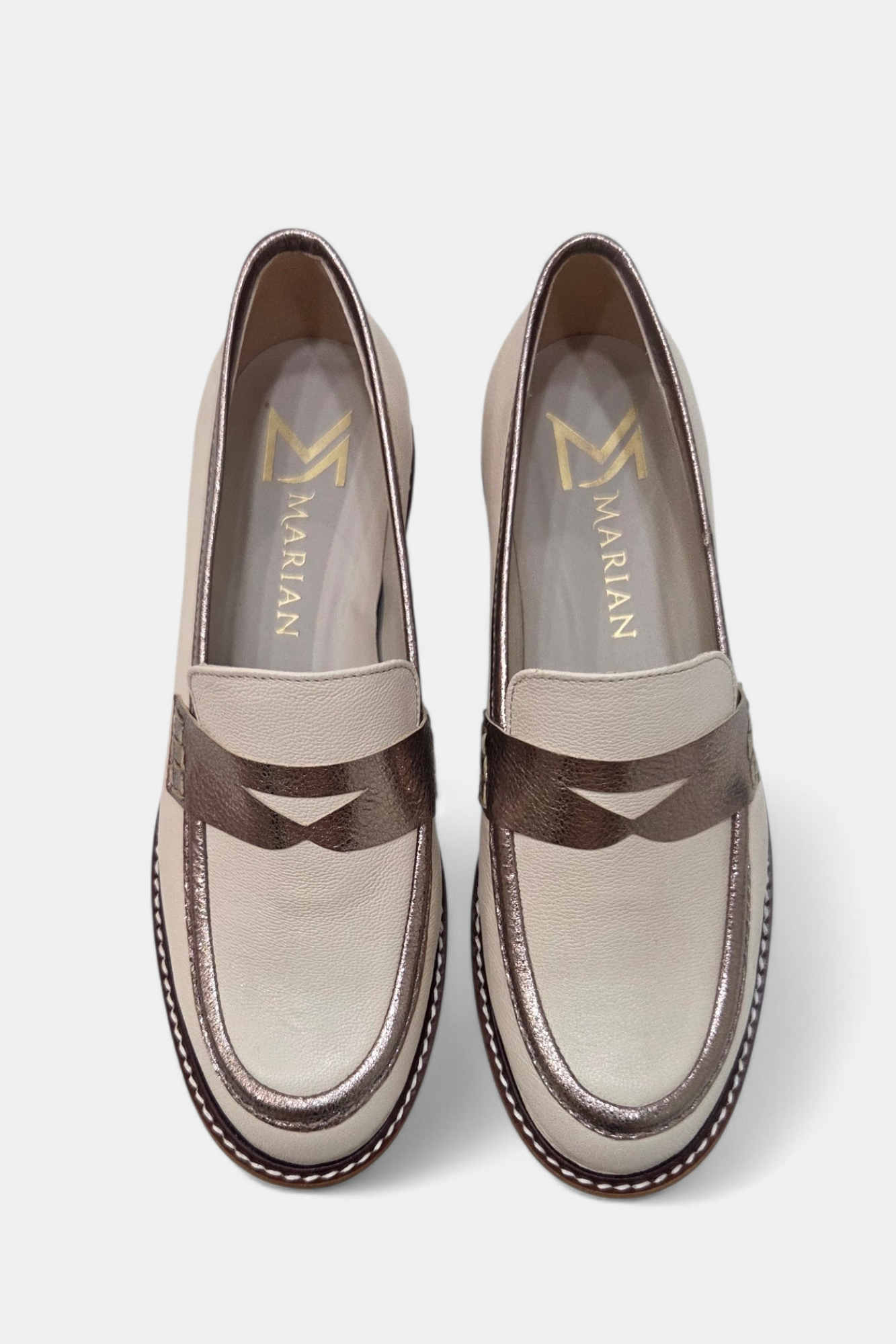 MARIAN 9200 CREAM/GOLD LEATHER LOAFER
