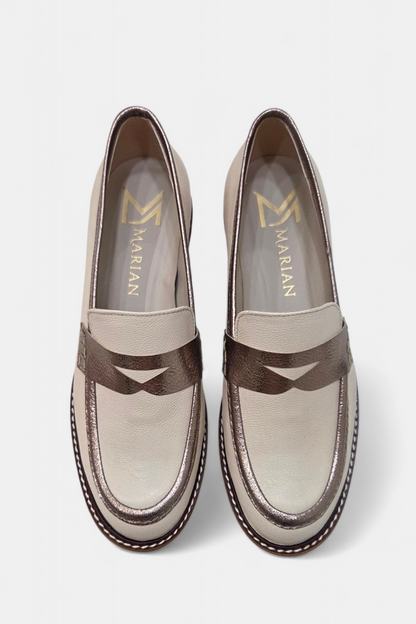 MARIAN 9200 CREAM/GOLD LEATHER LOAFER
