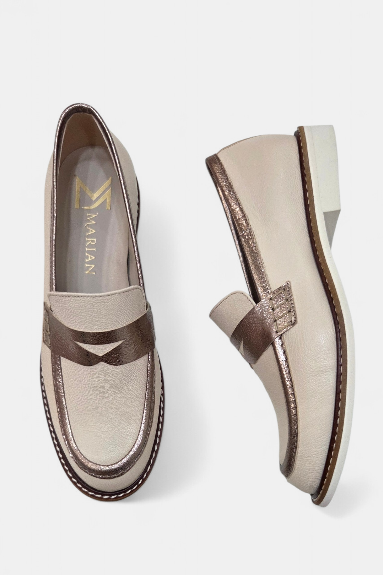 MARIAN 9200 CREAM/GOLD LEATHER LOAFER