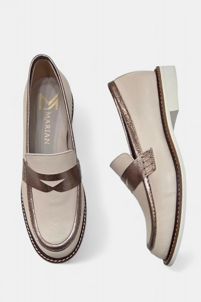 MARIAN 9200 CREAM/GOLD LEATHER LOAFER