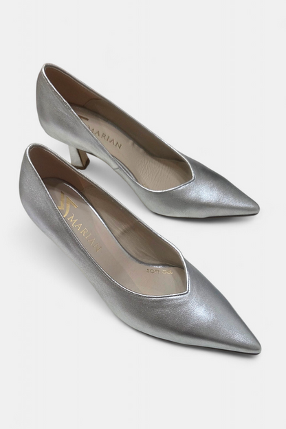 MARIAN 2412 SILVER LEATHER HEEL