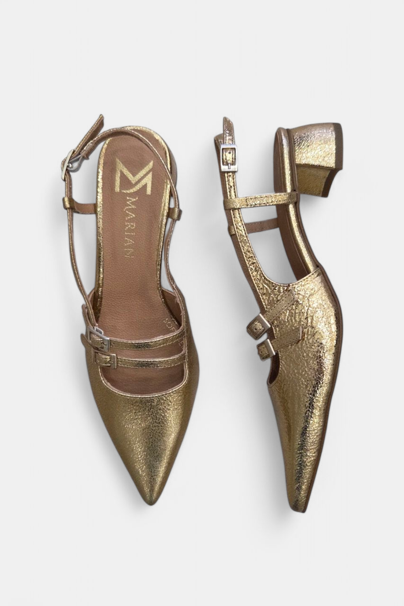 MARIAN 1216 OLD GOLD LOW HEELED  LEATHER PUMP